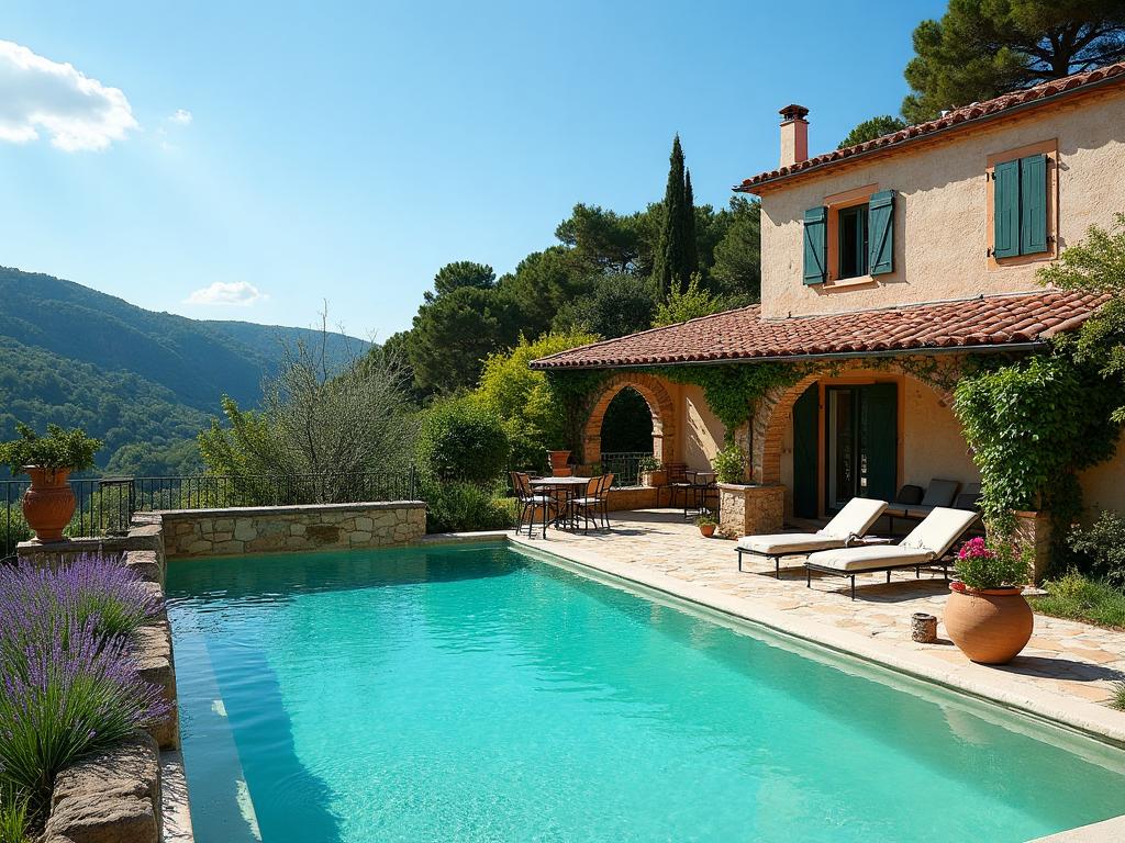 Mas provençal avec piscine vue sur les Gorges